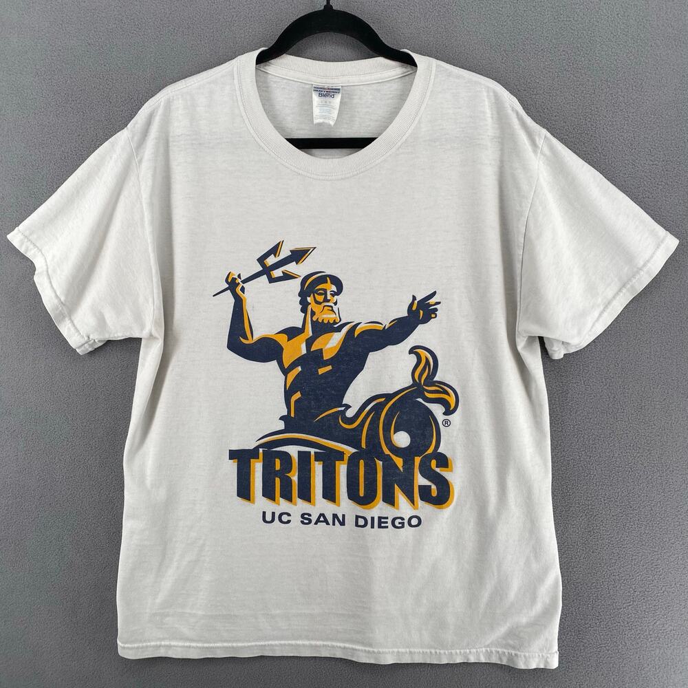 Vintage San Diego‎ Tritans Crew Neck T Shirt Mens L White Jerzees Heavyweight